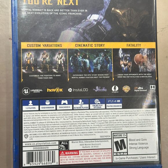 GREAT DEAL! Barely used MORTAL KOMBAT 11 for PS4 - Playstation game disc! - Picture 2 of 3